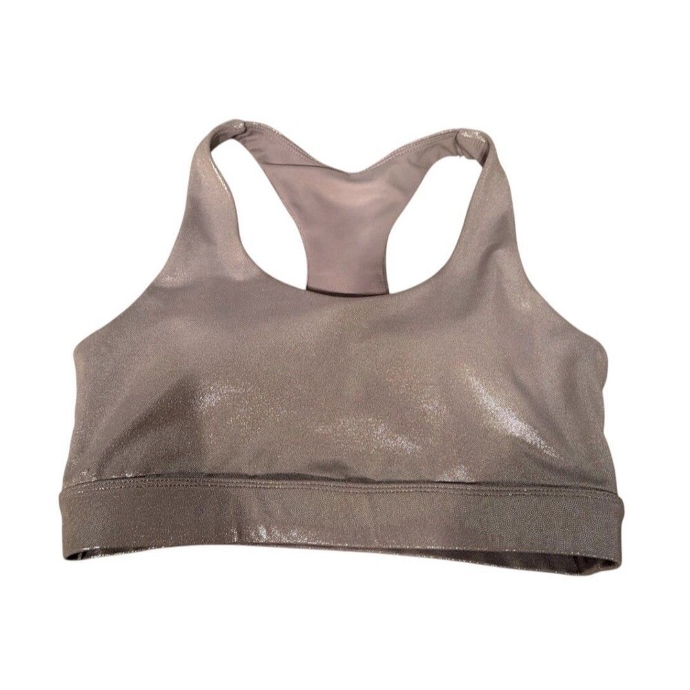AllFenix Liquid Silver Metallic Racerback Sports Bra XS
